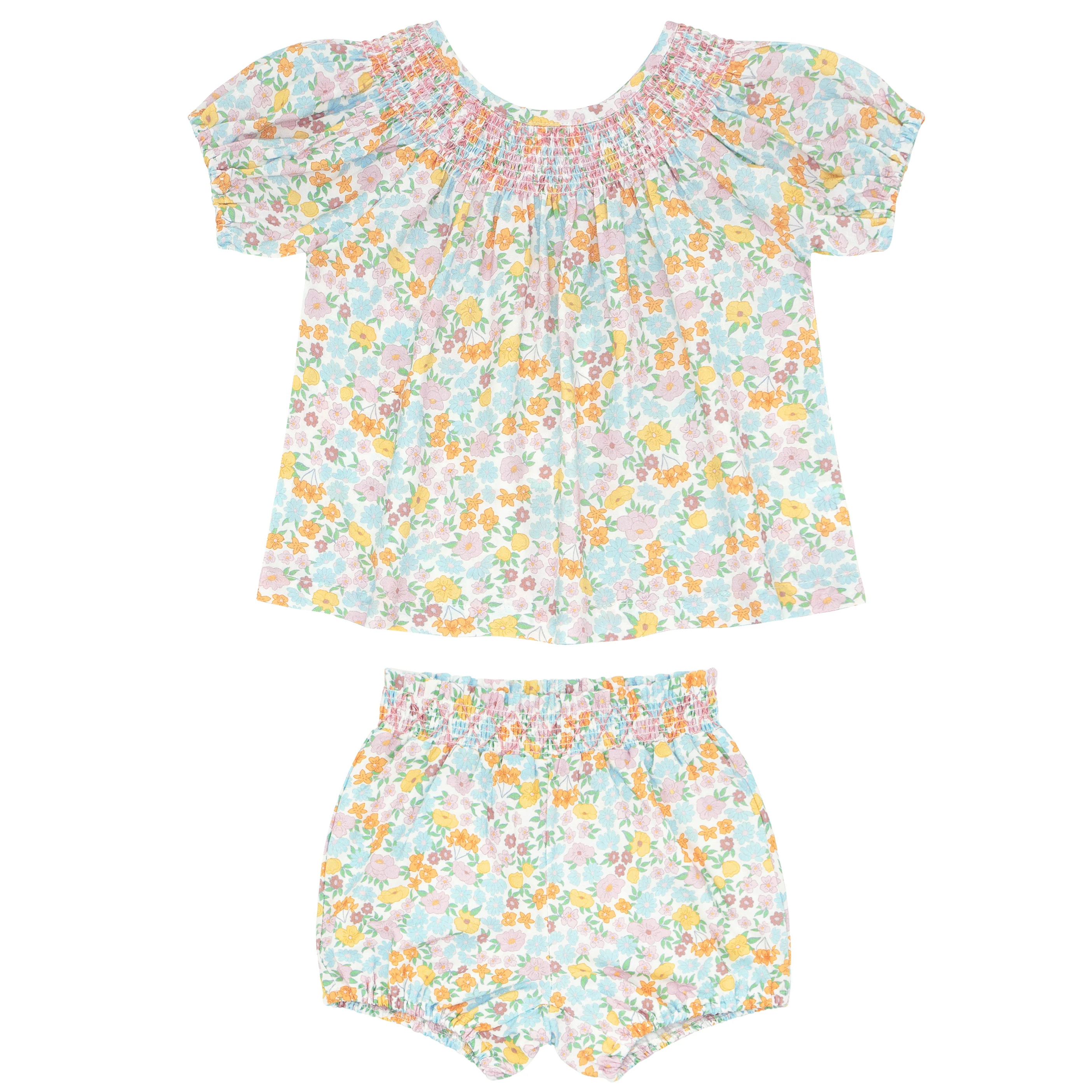 baby girls hawaiian floral smocked top and bloomer set | minnow