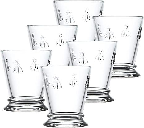 Napoleon Bee Tumblers Set Of 6 - 9 oz - Clear Glass Tumbler w/ The French Bee Embossed Design - F... | Amazon (US)