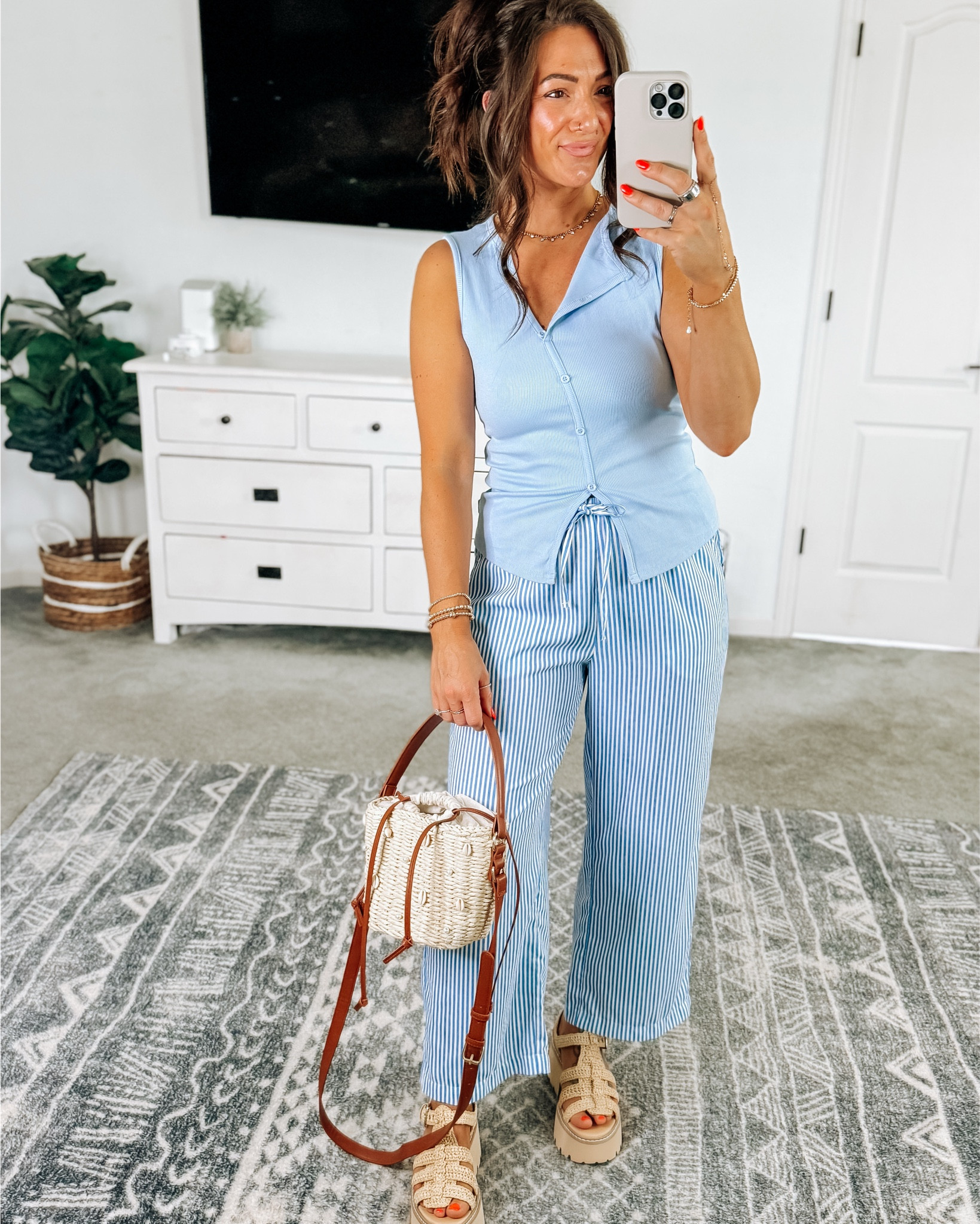Stripe pants 😍 Not jeans/leggings and so cute for spring!! In my true size and all come in other colors. Use the comment box if you have any questions!

#LTKSaleAlert #LTKootd #LTKSeasonal