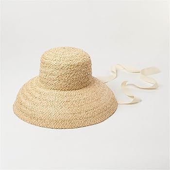 Mens Sun Hat Womens Tie Wide Brim Spring Summer Beach Cap Travel Sun Visor Raffia Straw Caps | Amazon (US)