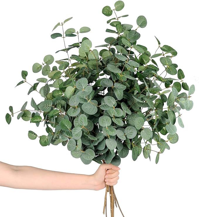 Miracliy 14 PCS Artificial Eucalyptus Stems, Faux Eucalyptus Leaves Greenery Stems Bulk for Vase ... | Amazon (US)