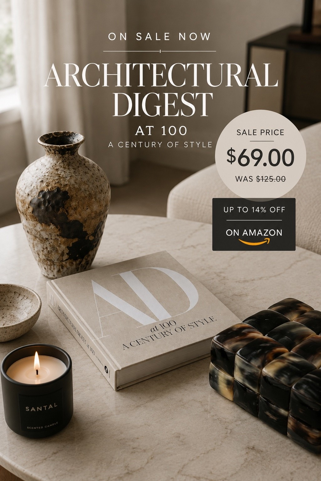 Looking for an elevated finishing touch for your living room? Architectural Digest at 100: A Century of Style doubles as beautiful coffee table decor and endless interior design inspiration. 

Style this statement book with sculptural objects, ceramics, or neutral decor for a minimalist luxury coffee table aesthetic. 

Perfect for modern living rooms, designer-inspired interiors, and anyone curating that effortless Architectural Digest look.

architectural digest book, AD at 100, luxury coffee table book, coffee table decor, living room decor, luxury living room decor, minimalist home decor, neutral home decor, interior design books, designer home decor, coffee table styling, modern living room ideas, quiet luxury decor, aesthetic coffee table books, luxury home finds

#LTKHome #LTKdayinmylife #LTKgrwm