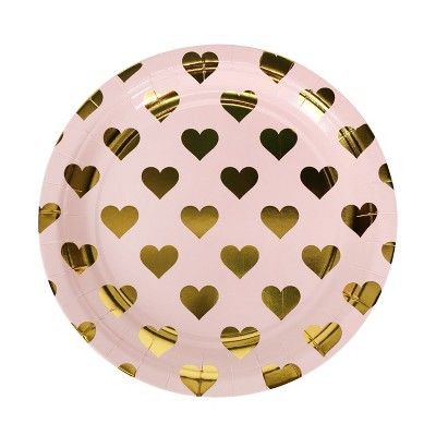 10ct Foil Heart Pattern Dinner Plates - Spritz™ | Target