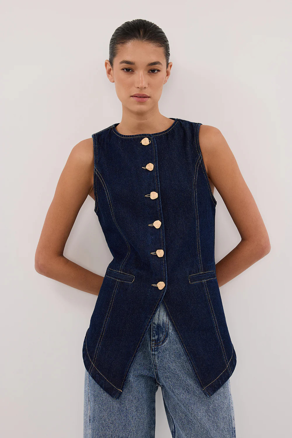 OLLY INDIGO DENIM VEST | DISSH