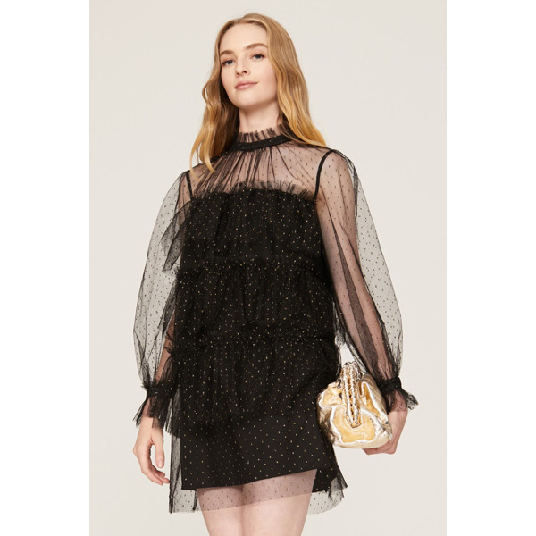 Adam Lippes Collective Black Tulle Mini Dress print-black | Rent the Runway