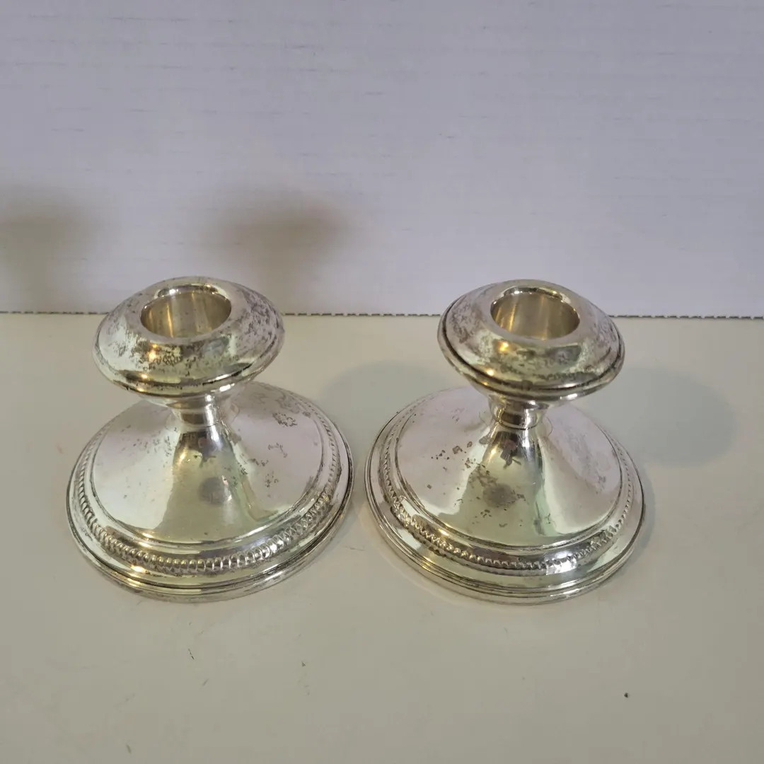 Vintage Sterling Silver Candle Holders Cement Reinforcement With Steel Rod - Etsy | Etsy (US)