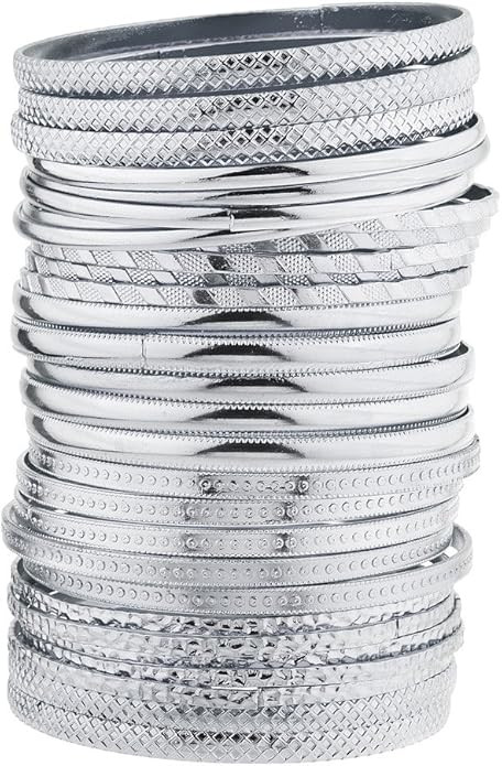 Lux Accessories Rose Gold Multi Textured and Smooth Aztec Bangle Set (27pcs) | Amazon (US)