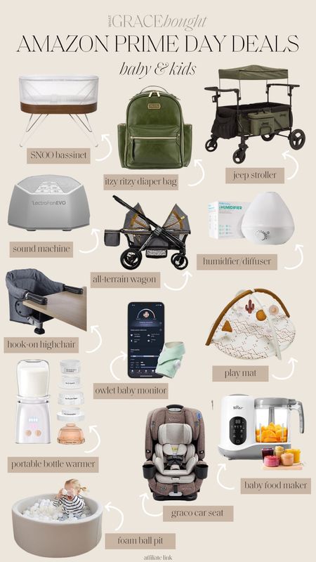 Amazon prime day deals: Baby edition! 
Amazon has a large selection of newborn and baby items on sale for prime day including the  SNOO bassinet, itsy ritzy diaper bags, jeep stroller wagon, sound machines, all-terrain wagons, humidifier/diffuser, hook on high chair, owlet baby monitor, play mat, portable bottle warmer, foam ball pit, Graco car seat and baby food makers. 

#LTKFind #LTKsalealert #LTKxPrimeDay