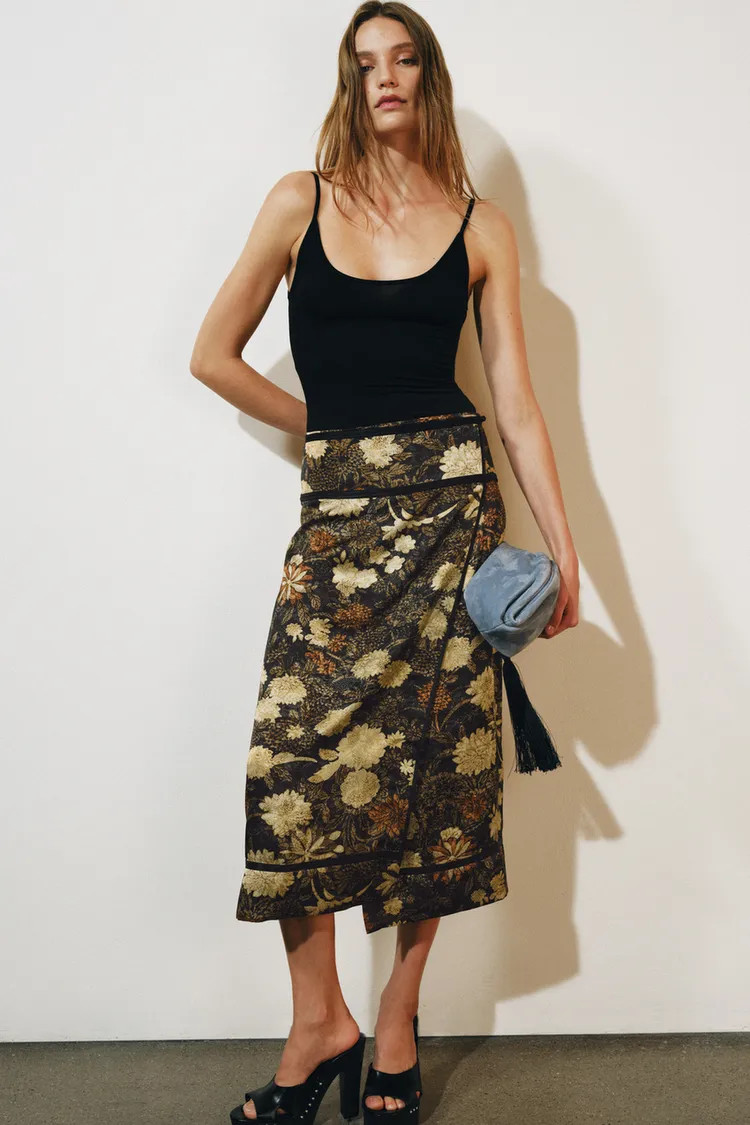 ZW COLLECTION FLORAL WRAP SKIRT | Zara US
