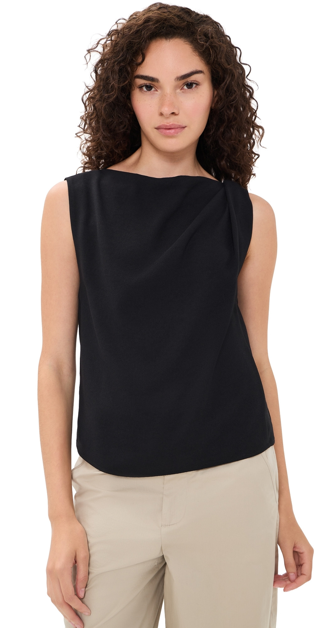 Vince Draped Shoulder Top Black 16 | Shopbop