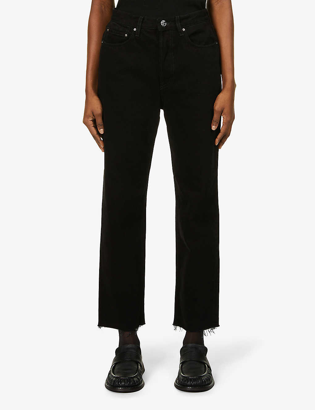 Raw-hem straight-leg high-rise organic-cotton jeans | Selfridges