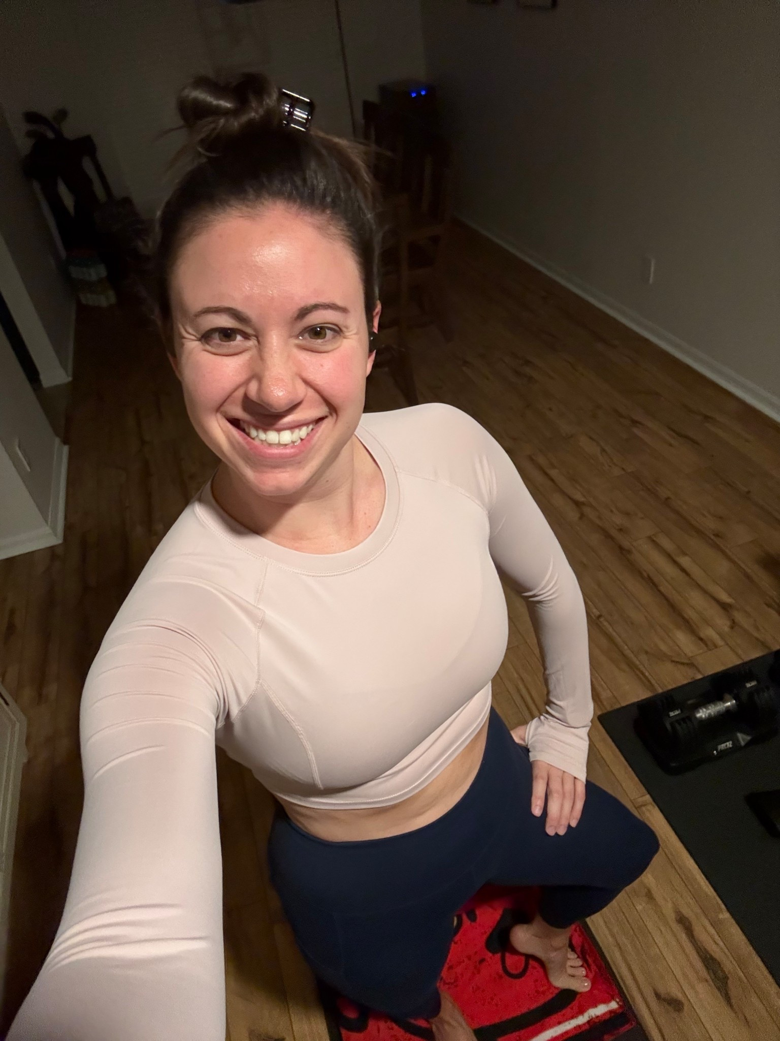 Rocking my new crop yoga top from @halara this morning with my @nike leggings! Both fit true to size and come in multiple colors! The crop also comes in full length as well! 

#LTKActive #LTKmorningroutine #LTKfitnessgoals