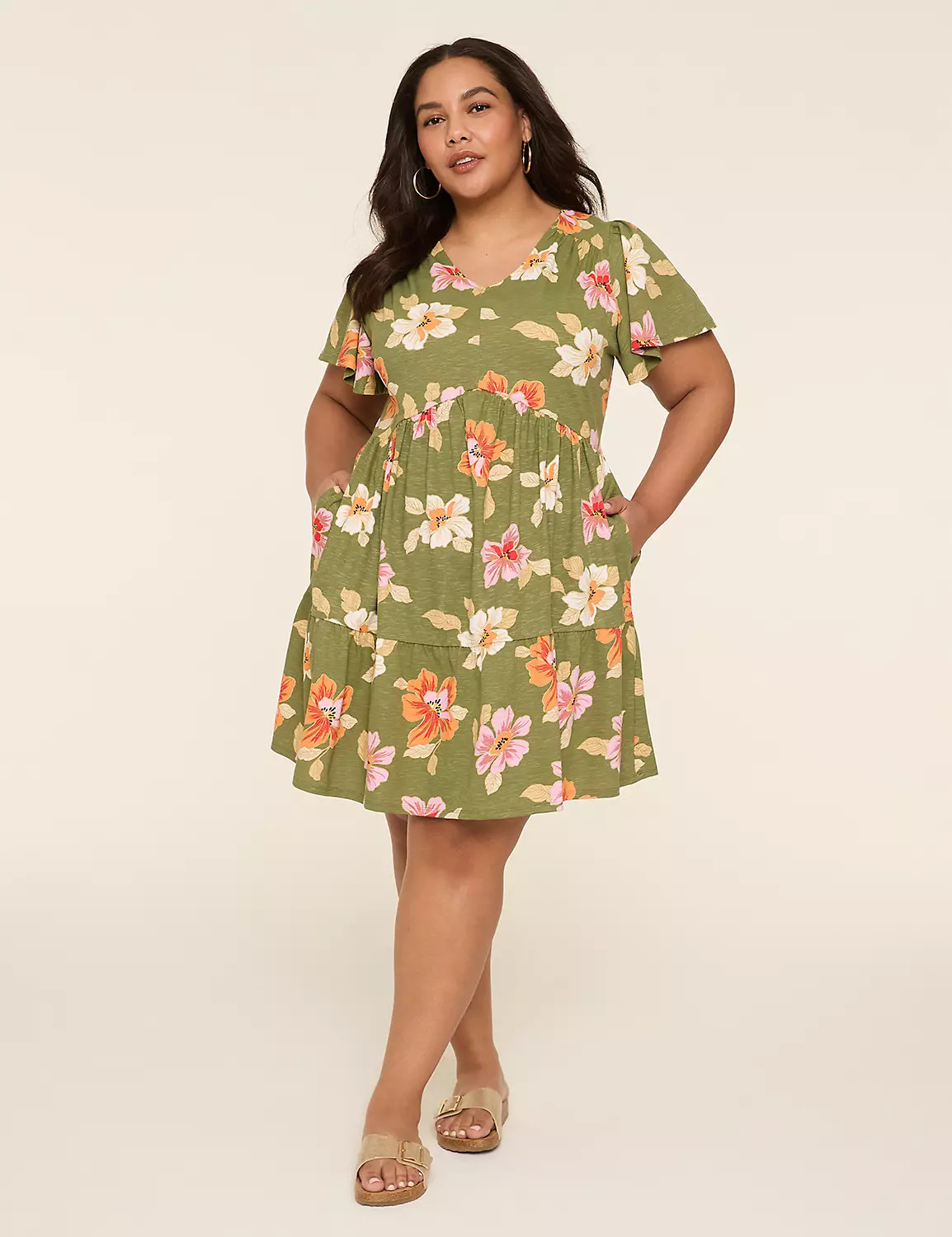 Swing V-Neck Tiered Dress | Lane Bryant (US)