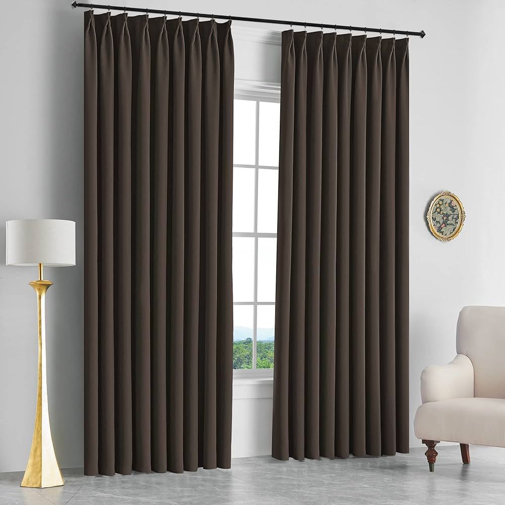 MAIHER Blackout Pinch Pleated Curtain 54W x 84L Inches, Triple Weave Pleated Curtain with Pin Hoo... | Amazon (US)