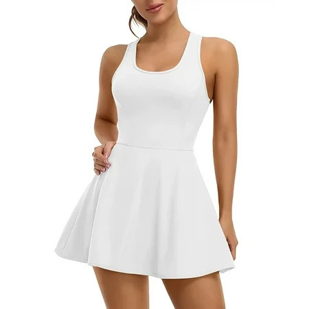 Women Tennis Dress Workout Dress with Built-in Bra and Shorts Pockets Athletic Dress for Exercise Golf Dresses | Walmart (US)