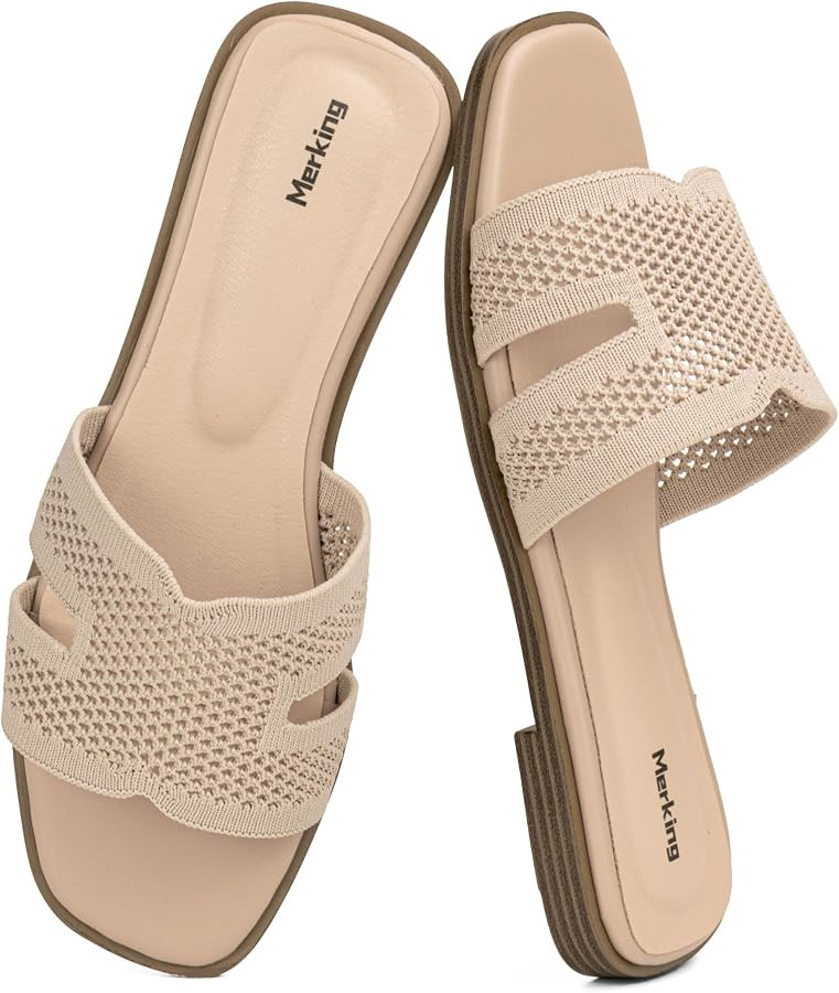 Merking Women's Knit Mesh Slip On Slide Sandals | Amazon (US)