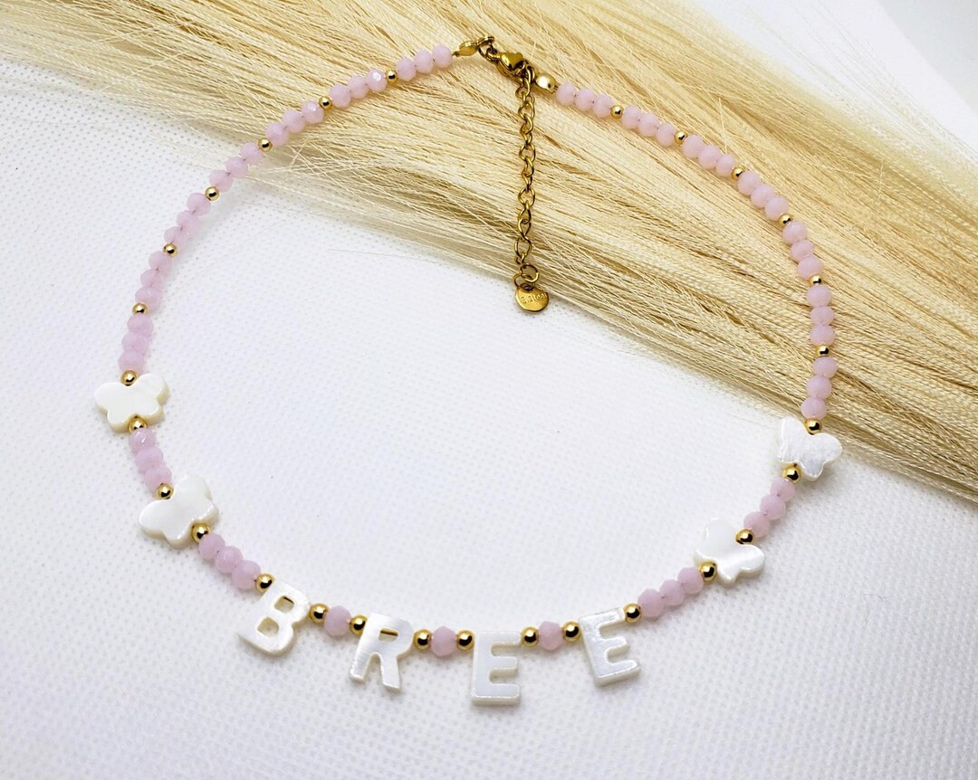 Kids Custom Name Necklace, Mother of Pearl Letter Name Necklace, Kids Birthday Gift, Gift for Lit... | Etsy (US)