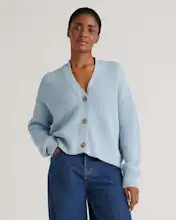 100% Organic Cotton Fisherman Boxy Cropped Cardigan | Quince