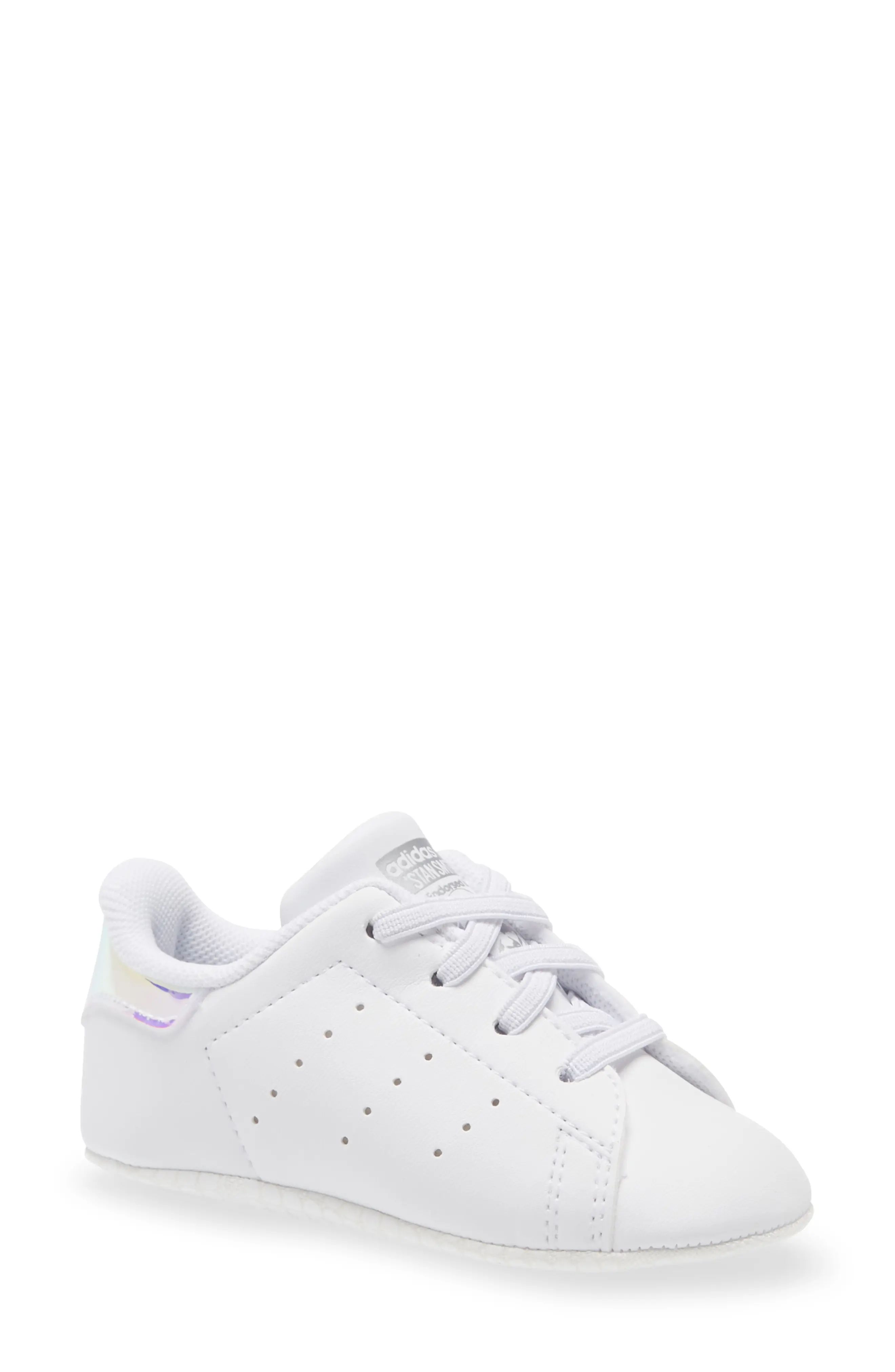 adidas Stan Smith Crib Sneaker in White/silver at Nordstrom, Size 3 M | Nordstrom