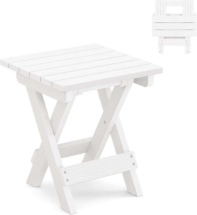 LUE BONA Small Outdoor Folding Side Table, HDPS Outside End Table for Patio, Porch, Deck, Pool, 1... | Amazon (US)