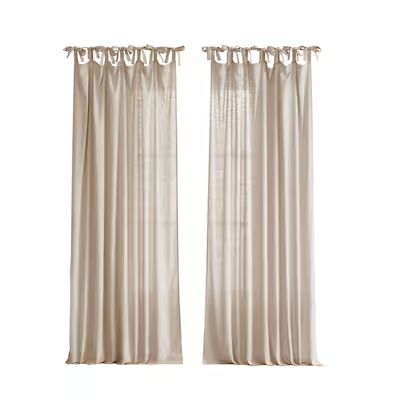 allen + roth  95-in White Linen Light Filtering Tie Top Single Curtain Panel | Lowe's