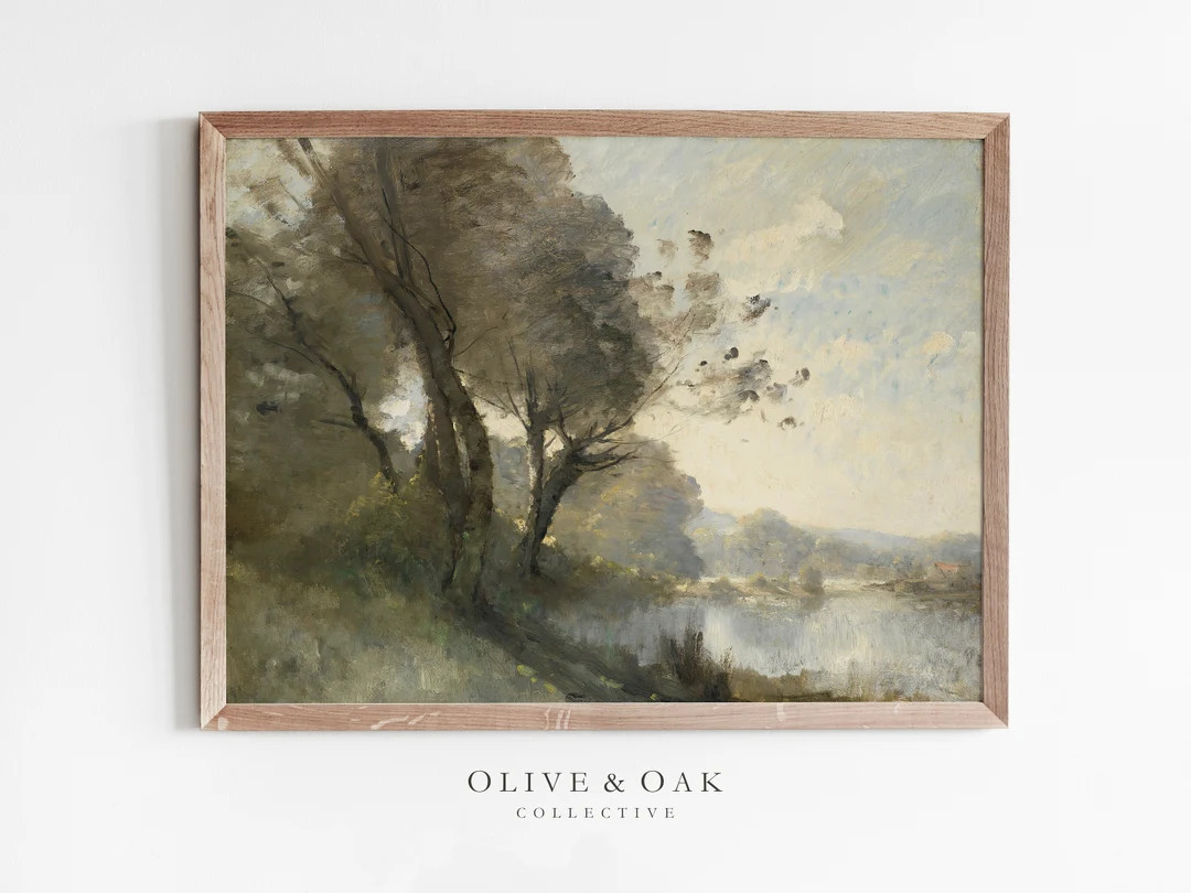 Soft Landscape Painting / Vintage Landscape Print / Lake House Decor Wall Art / PRINTABLE Coastal... | Etsy (US)