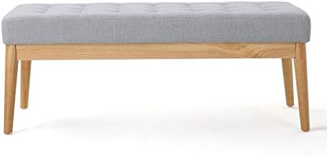 Christopher Knight Home Saxon Fabric Bench, Light Grey, 15.75” D x 43.50” W x 17.00” H | Amazon (US)