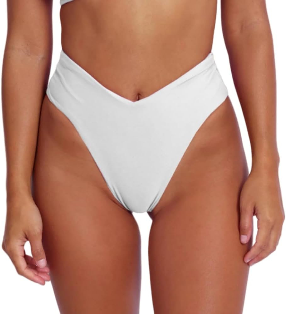geluboao Women's Bikini Bottom Sexy V Cut High Cut Swimsuit High Waisted Bathing Suit Bottoms | Amazon (US)