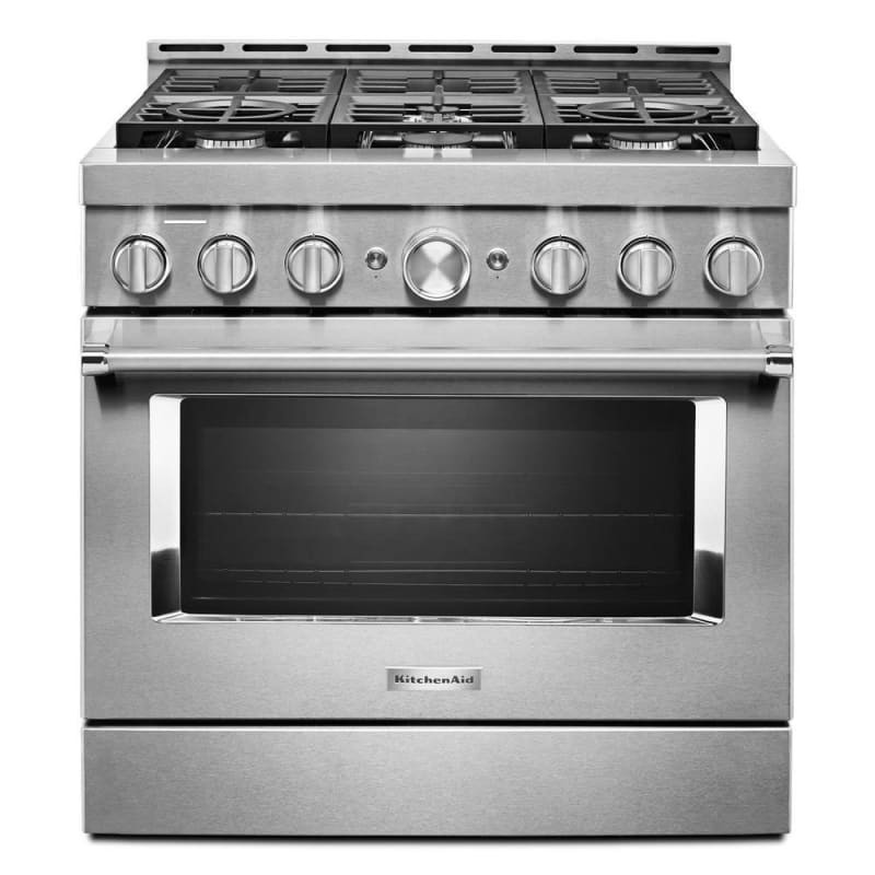 KitchenAid KFGC506J 36 Inch Wide 5.1 Cu. Ft. Free Standing Gas Range with Three-Level Convertible Gr | Build.com, Inc.