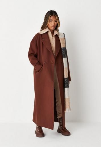 Missguided - Chocolate Oversized Formal Coat | Missguided (US & CA)