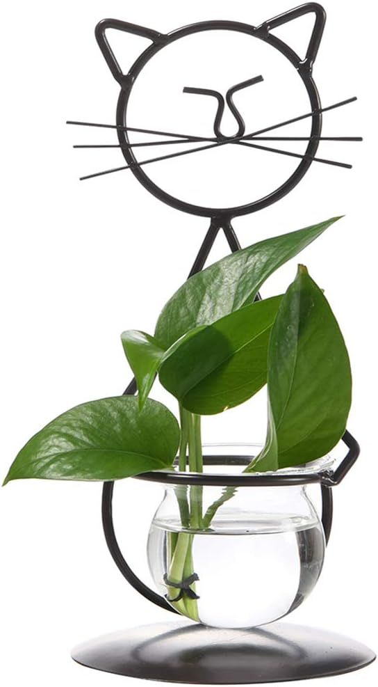 Marbrasse Desktop Glass Planter Vase Holder, Modern Creative Cat Plant Terrarium Metal Stand for ... | Amazon (US)