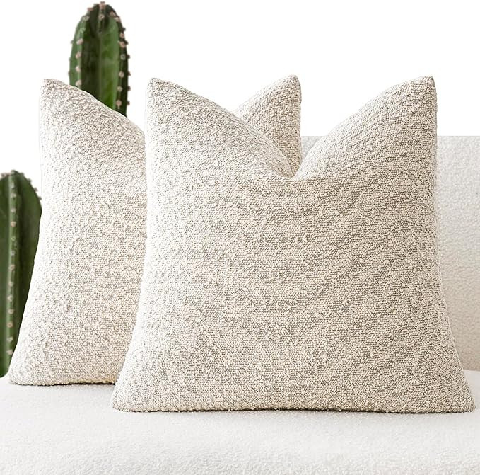 Foindtower Pack of 2 Textured Boucle Throw Pillow Covers Accent Solid Pillow Cases Cozy Soft Deco... | Amazon (US)