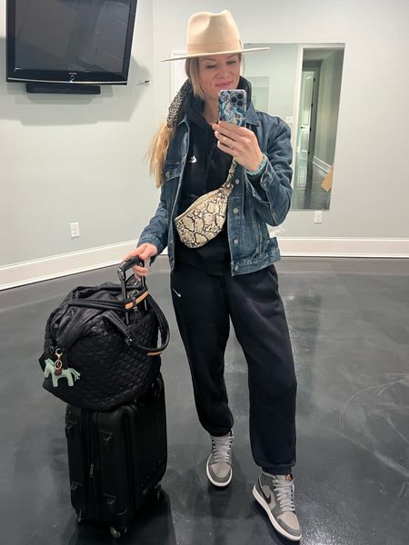 Travel outfit.

Size reference 5’ 9” 140 lbs

Denim jean jacket - medium

Black hoodie - medium

High rise jogger sweatpants - small


Travel style. Airport outfit. Airport style. Carry on bag. Nike joggers. Jordan’s. Personal bag. Belt bag. Vacation outfit. Casual outfit. Weekend outfit. Denim jacket. Jogger sweats outfit. Ms Wallace. 

#LTKtravel #LTKover40 #LTKshoecrush