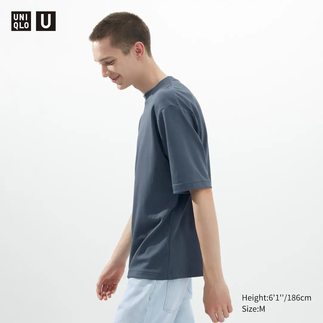 Uniqlo U AIRism Cotton Crew Neck Oversized Half Sleeve T-Shirt | UNIQLO (UK)