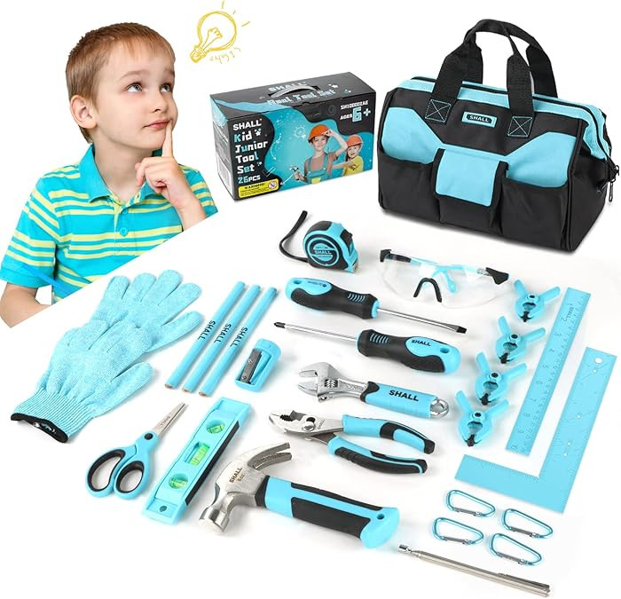 SHALL 26-Piece Kids Size Tool Set, Real Tools Kit for Kids with 12" Tool Bag, Safety Certified Ch... | Amazon (US)