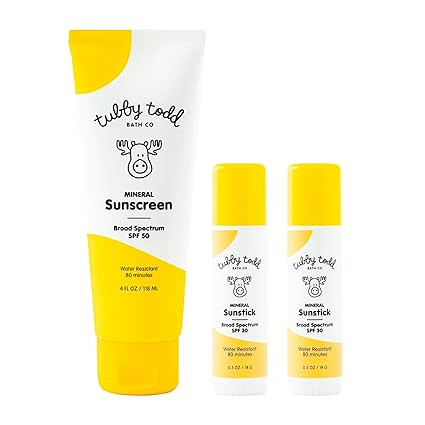 Tubby Todd Face and Body Mineral Sunscreen Kit for Baby, Toddler and Kids - Sunscreen 4 Fl Oz and... | Amazon (US)