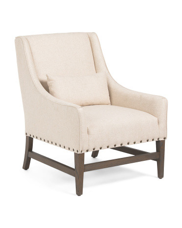 28x16 Linen And Wood Kensington Accent Chair | TJ Maxx