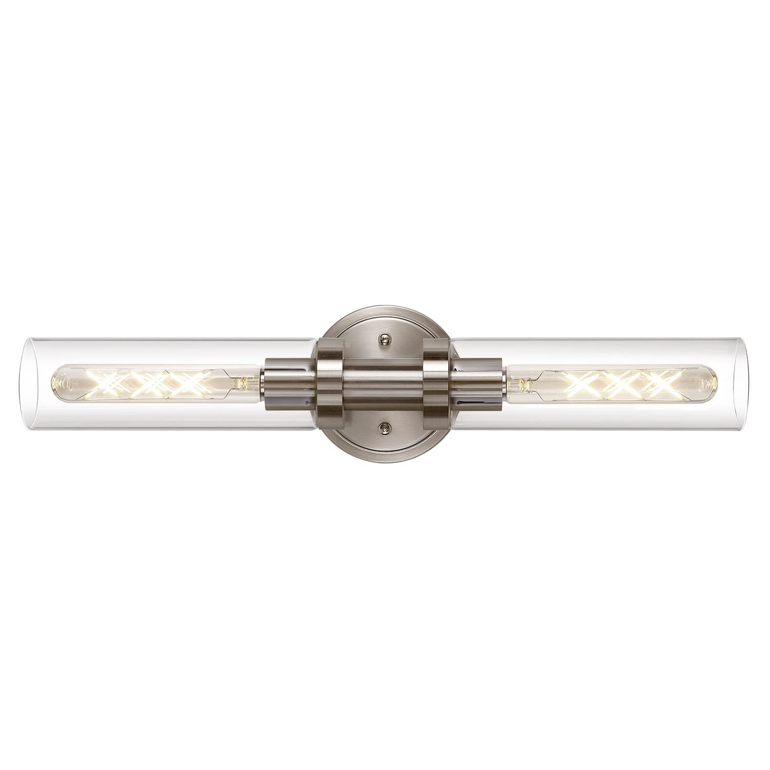 Brushed Nickel 2-Light Bathroom Vanity Light Fixture, Modern Bathroom Sconces Wall Lighting W/Cle... | Amazon (US)