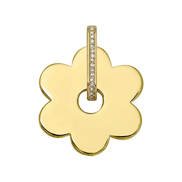 White Topaz Spinning Daisy Charm | Goldbug Collection