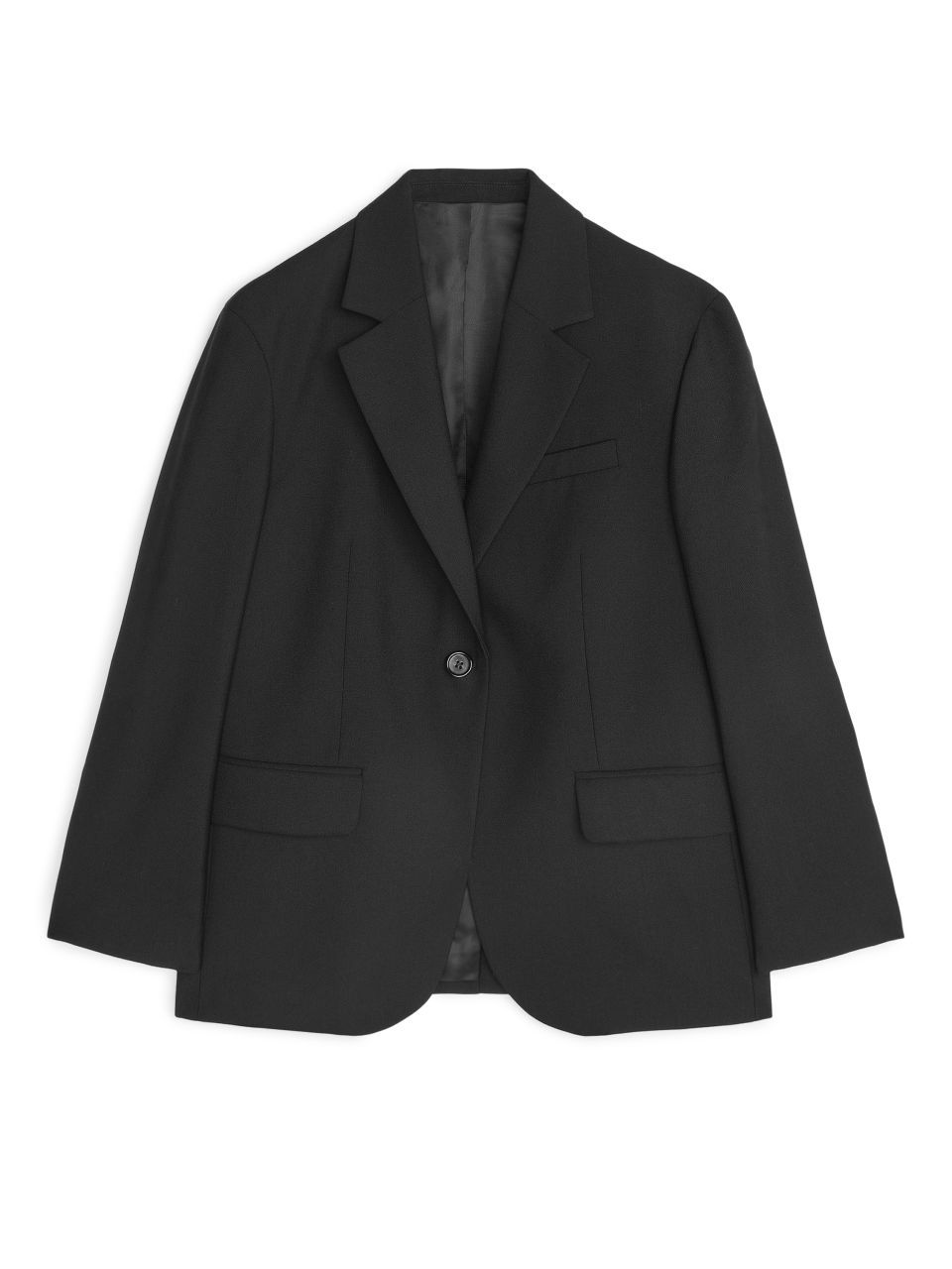 Oversized Wool Hopsack Blazer - Black | ARKET