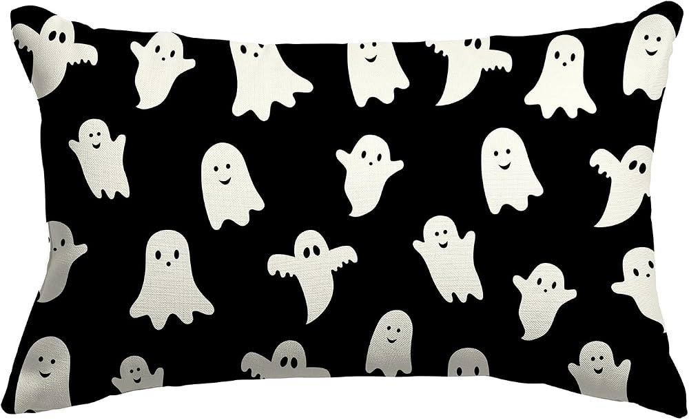 LOMCHEN Halloween Ghost Pillow Covers 12x20 inch for Halloween Decorations Halloween Decor Pillow... | Amazon (US)