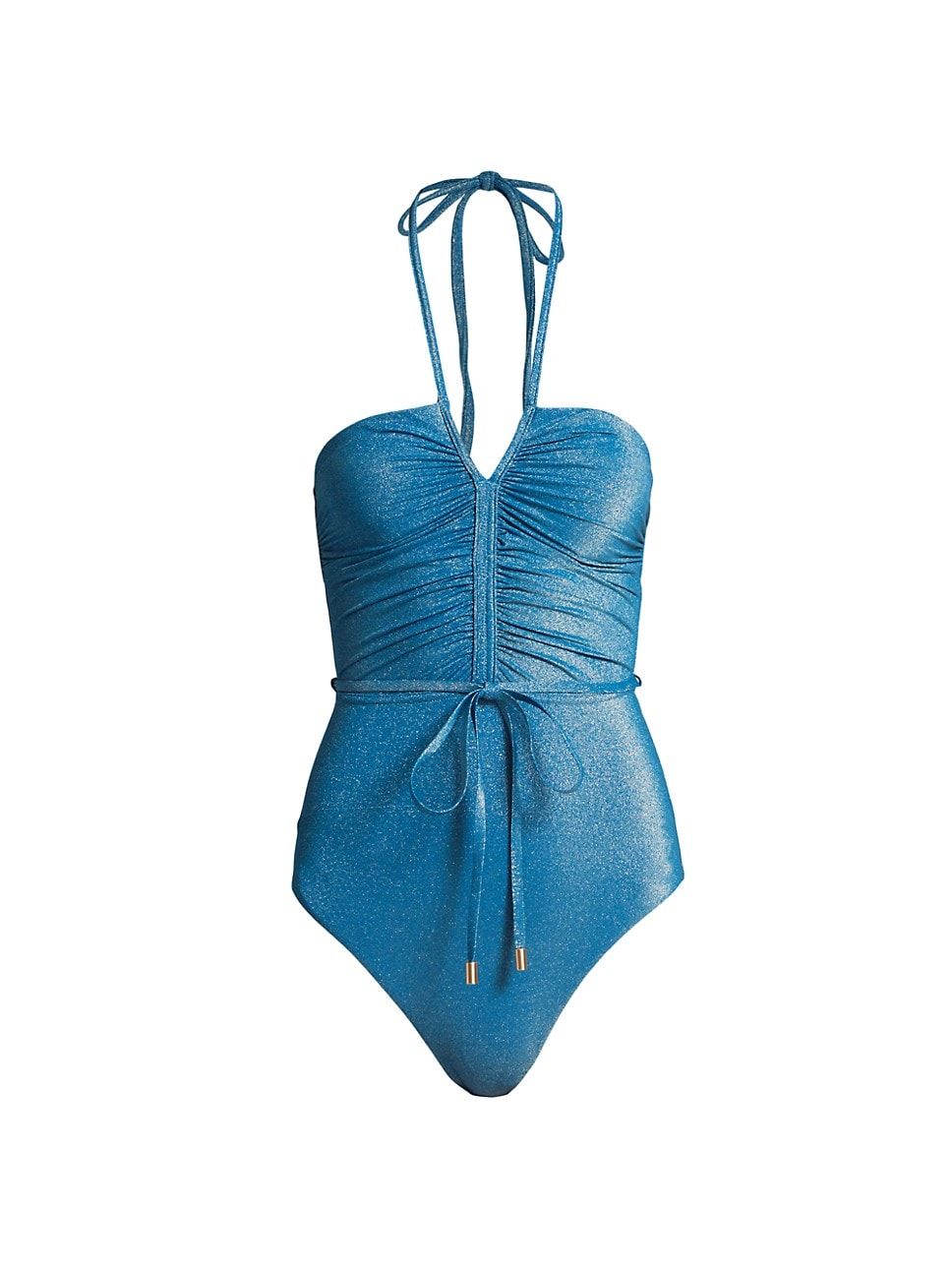 Raie Glittery Ruched One-Piece Swimsuit | Saks Fifth Avenue