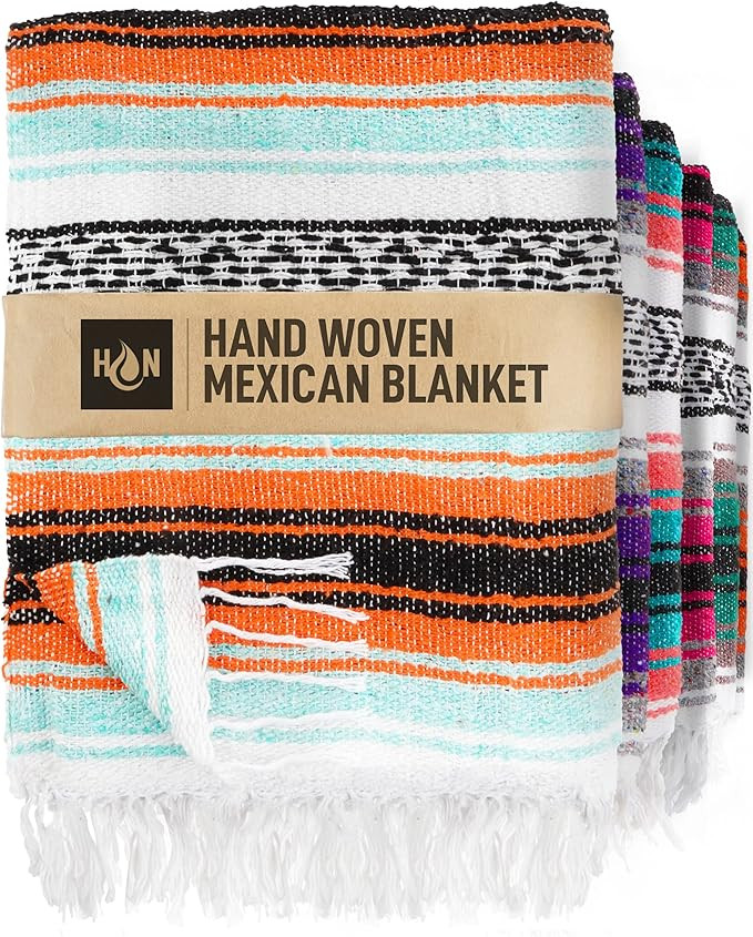 Authentic Extra Large Mexican Blanket (71"x47") - Handwoven Yoga Blanket, Serape Blanket - Artisa... | Amazon (US)