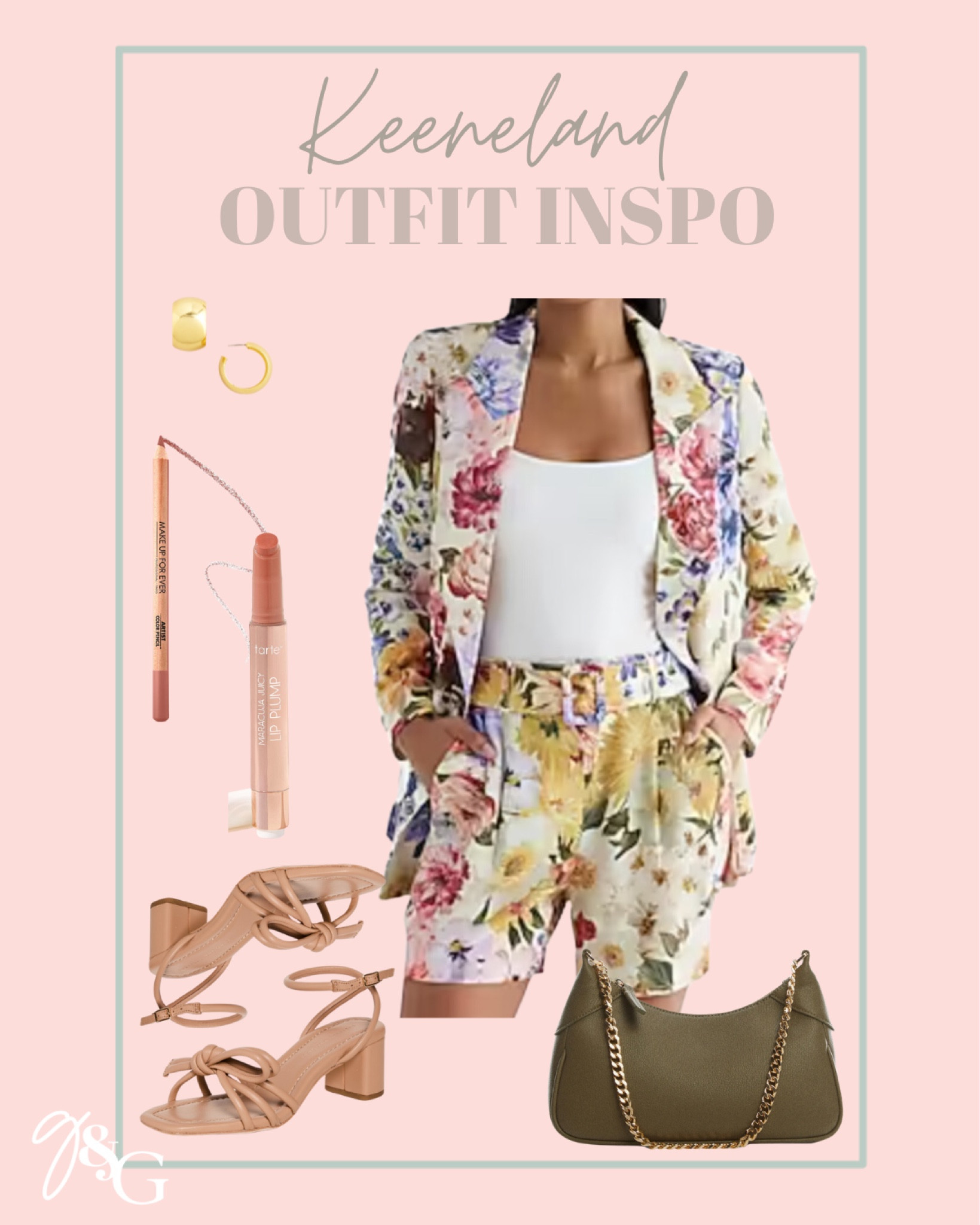 Keeneland outfit inspo:: matching set, floral blazer, floral trouser shorts, bow heels, gold hoops // spring outfit inspo 

#LTKstyletip #LTKSeasonal #LTKshoecrush