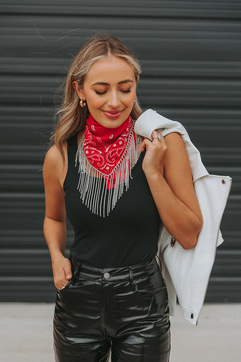 BuddyLove X Blingdana | Shania Crystal Bandana Scarf | Red | BuddyLove