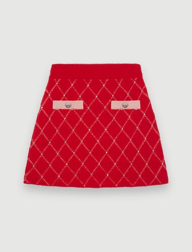 Diamond pattern rhinestone knit skirt | Maje EU