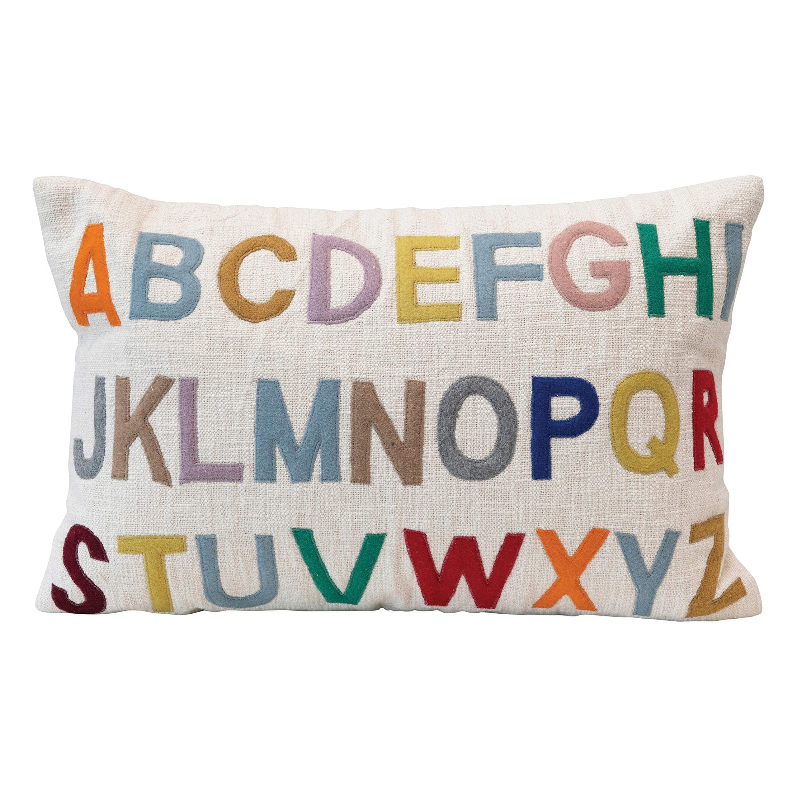 Creative Co-Op Cotton Lumbar Embroidered Alphabet, Multi Color Pillow | Amazon (US)
