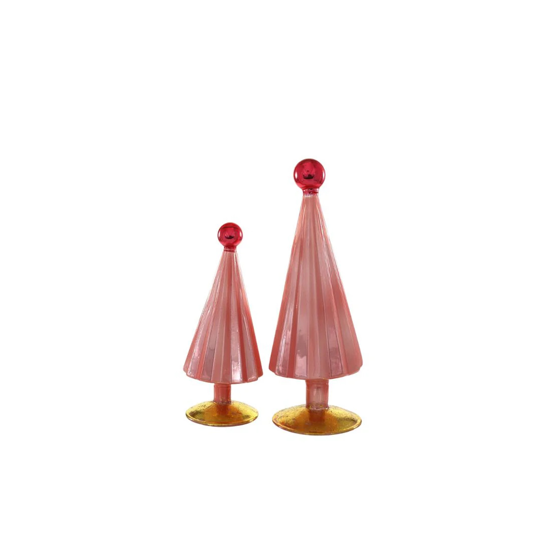 Small Pleated Pink / Red Tree Set | Pink Antlers