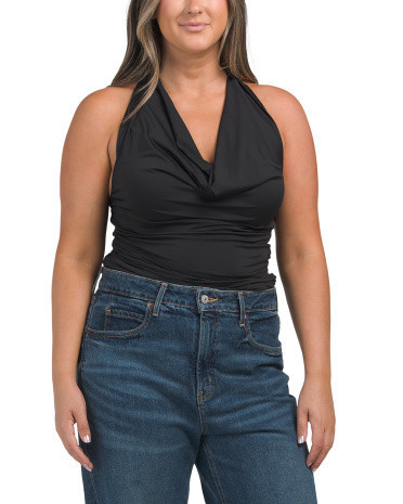 Halter Cowl Neck Top For Women, Spandex/Polyester | TJ Maxx