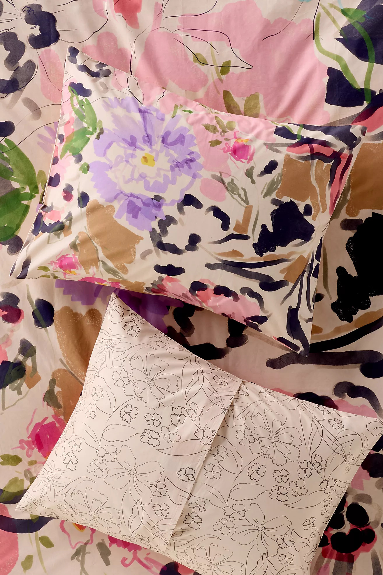 Organic Cotton Printed Percale Pillow Shams, Set of 2 | Anthropologie (US)